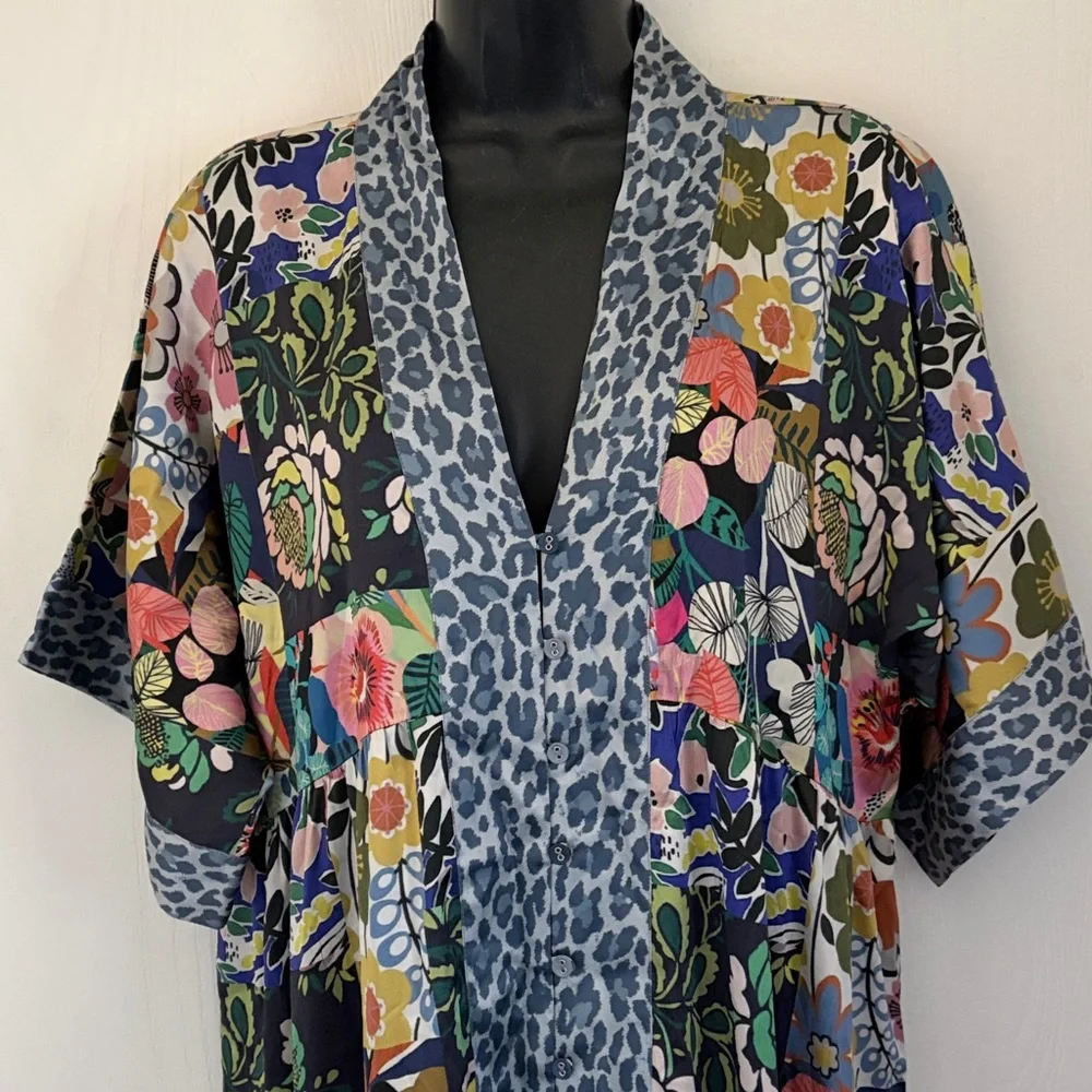 Johnny Was Chelsea Garden Silk Kimono Dress - Picture 2 of 9
